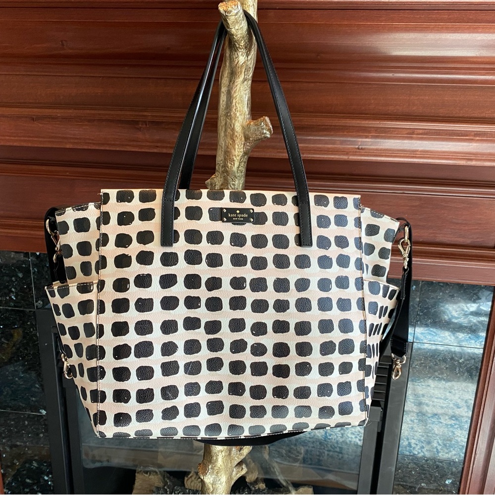 kate spade ♠️ new york Kaylie Diaper Bag Pink Black White